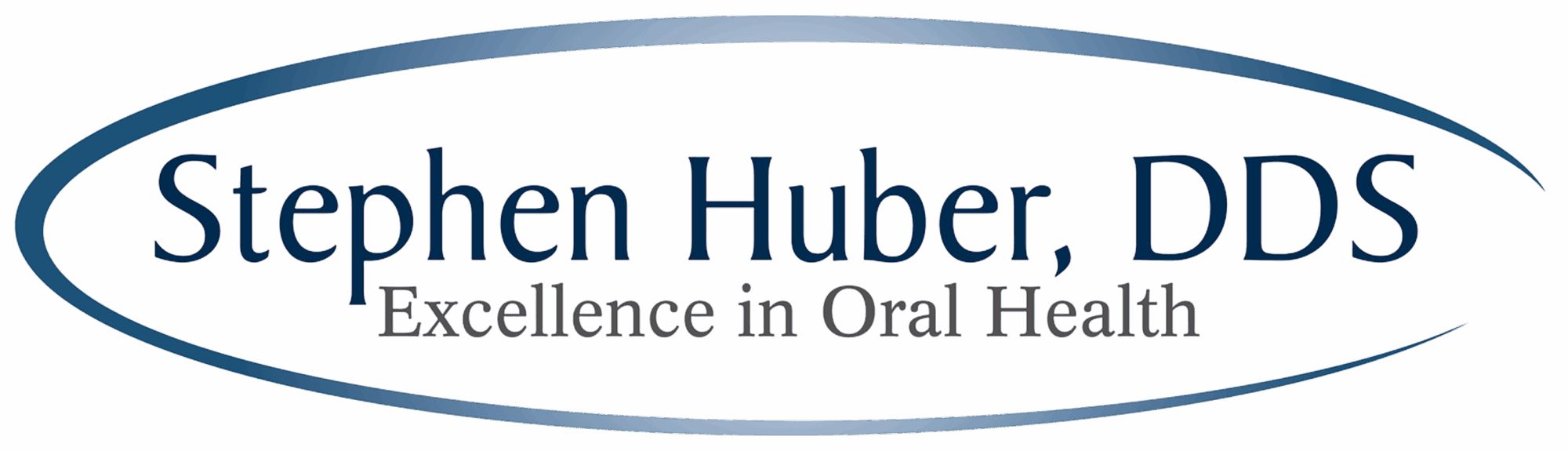 Blue oval outline logo featuring the text "Stephen Huber, DDS Excellence in Oral Health" for Lenius Orthodontics in Overland Park, KS.