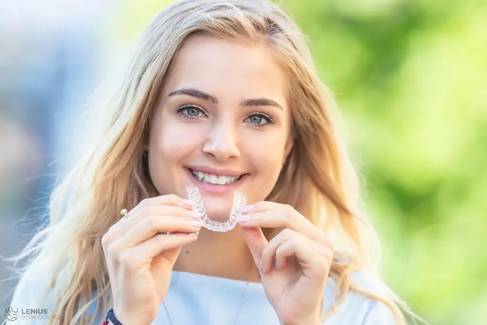 invisalign clear aligners orthodontics concept young attractive woman - How Does Invisalign Work in Overland Park, KS 